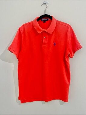 U.S. Polo Assn. Performance Pique Polo Shirt Coral / Tomato Red - L